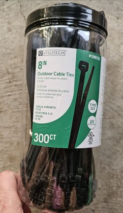 Utilities 8 Inch Nylon Zip Ties Black With UV Protection- 300 Pack. Brand New