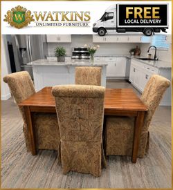 Solid Wood Dining Table Set w/ Upholstered Chairs – FREE DELIVERY 🍽️