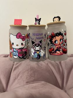 Hello kitty & kurmoi & Betty Boop frosted cups 16 oz