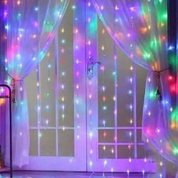 Curtain Lights, USB Hanging Fairy Lights String, Remote Control, 8 Lighting Modes, With Hooks, Suitable For Wedding, Kids Birthday