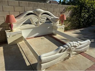80s Postmodern Cal King Headboard with nightstands