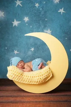 Newborn photography yellow moon prop