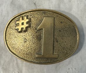 Number #1 Solid Brass 1970s Vintage Belt Buckle
