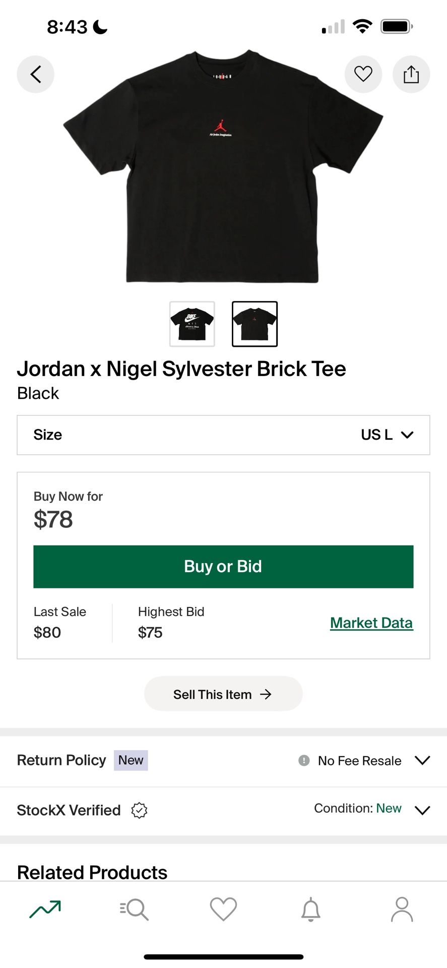 Jordan Nigel Shirt Size Large