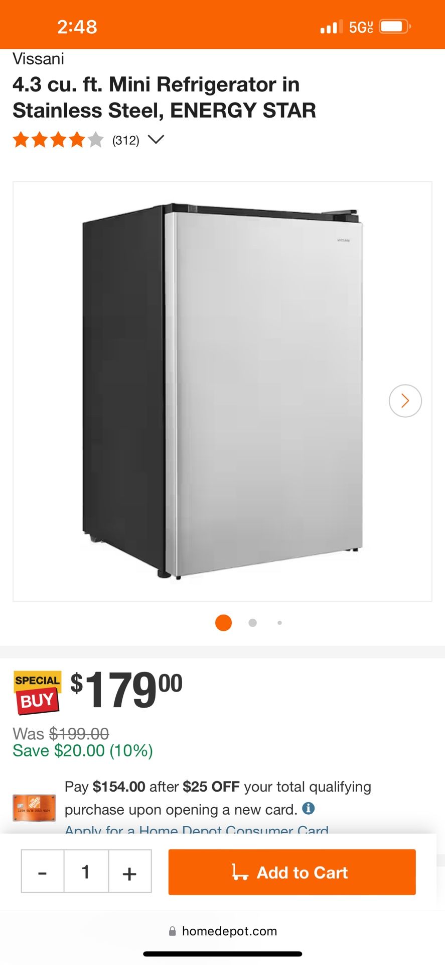 Vissani 4.3 Cu Mini Fridge