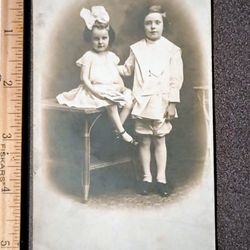 1900's RPPC Children Boy Girl Portrait Antique Real Picture Postcard Photo 