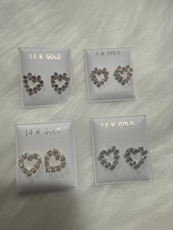 14K Gold Heart Earrings