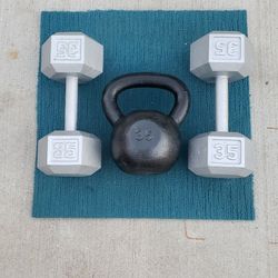 35lb Dumbells & 35lb Kettle Bell 