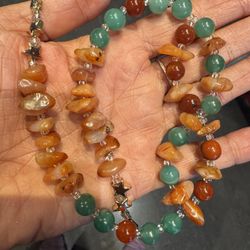 Natural Gemstone Amulets - Double - Raw Bracelets/ Neckless 