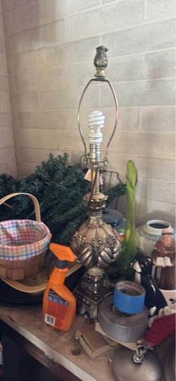 Ornate Brass Table Lamp No Shade