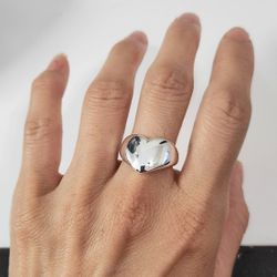 925 sterling silver women's lady's Heart cuff ring Gift