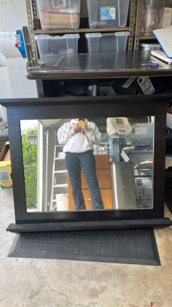 Mirror with wood trim
