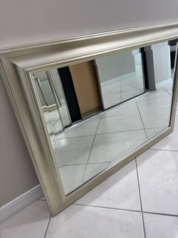 Large Rectangular Wall Mirror Silver Frame