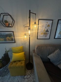 Industrial Floor Lamp with 3 Cage Shades
