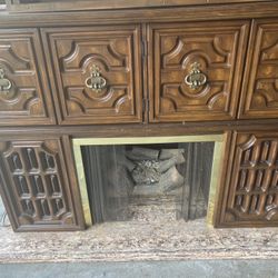 Fireplace Stereo Radio Record And 8 Track Player Stand