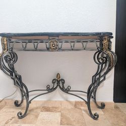 Marble And Metal Entry Table