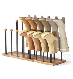 pickpiff Boot Rack 8-Pair Cedar Ball End Boot Rack Shoe Organizer Free standing Metal Holder with Wood Base