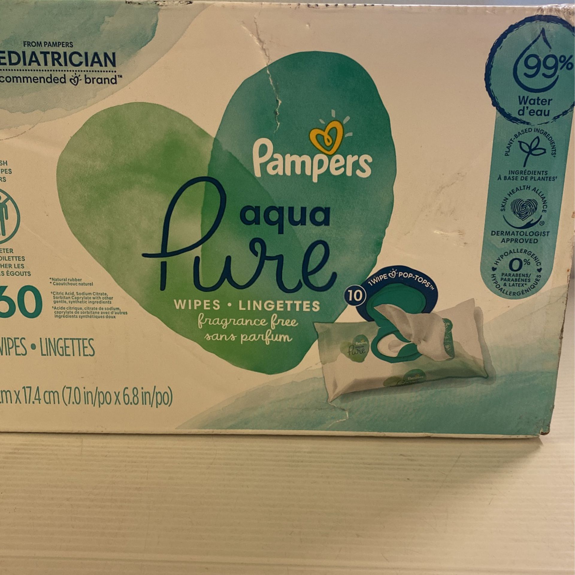 Baby Wipes Pampers Aqua Pure Sensitive Water Baby Diaper Wipes Hypoallergenic...
