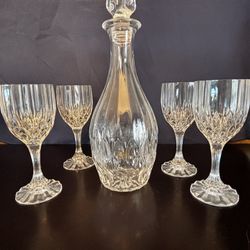 Lead Crystal Wine Decanter With Goblets