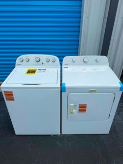 New top-load washer and dryer. Whirlpool, Maytag.