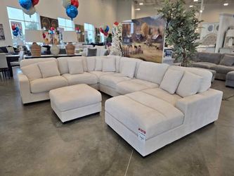 7- Pieces Beige color Corduroy XL Modular Sofa