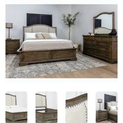 Living Spaces Chapman KING Sleigh Bed With Storage LIKE NEW