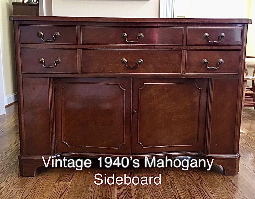 Solid Mahogany Buffet Sideboard Vintage 1940's