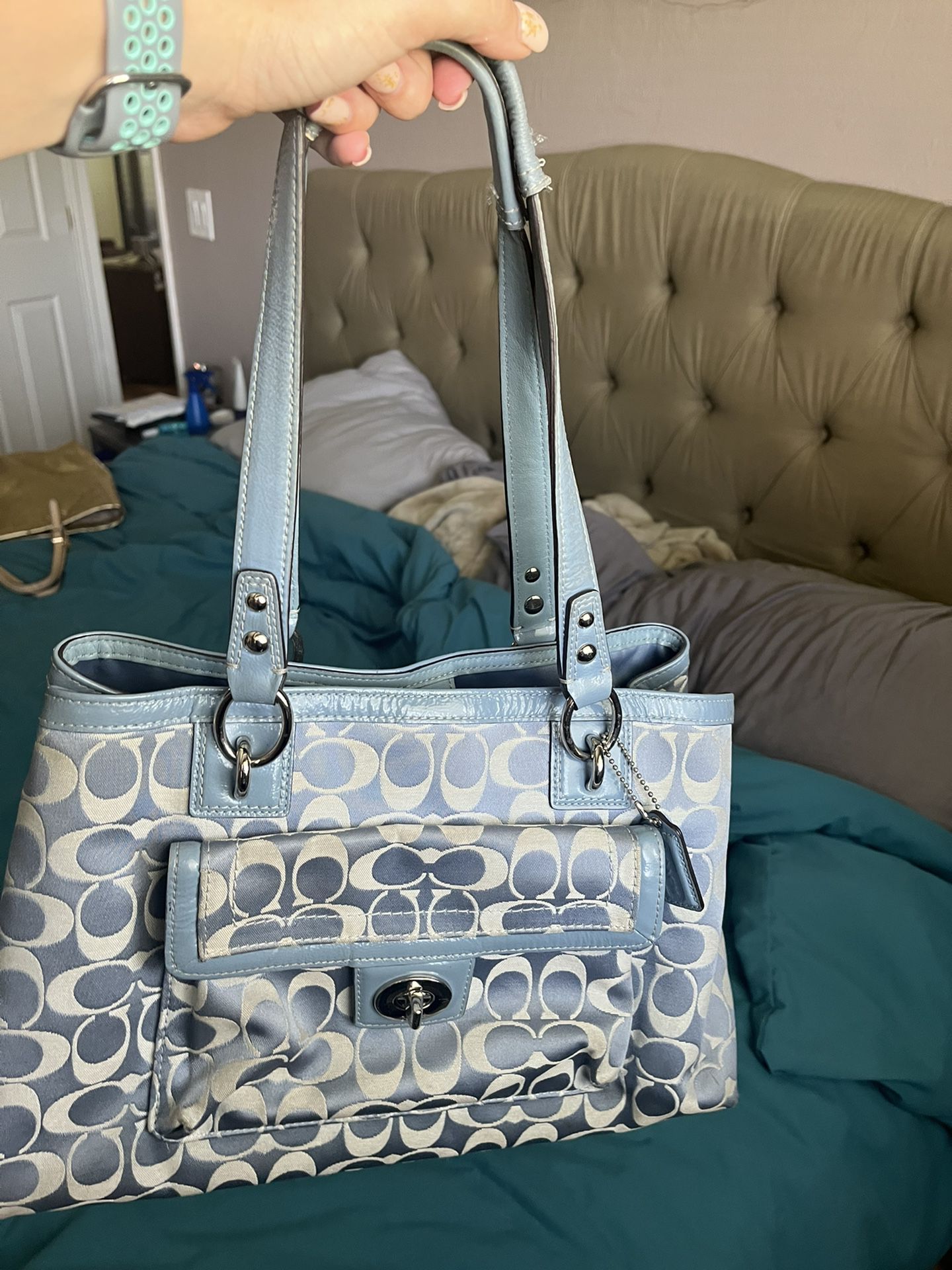 Blue Coach Bag And Wallet