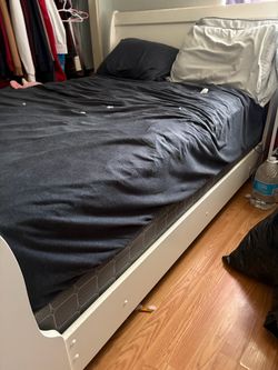 White Wood Sleigh Bed Frame Full