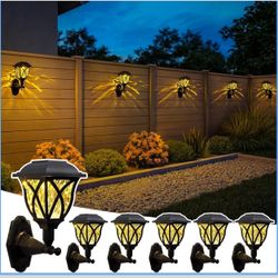 Solar Wall Lights Outdoor, Waterproof Warm White Solar Powered Decorative Lights with Auto On/Off, for Garden Fence Patio House Backyard Decor (6 Pack