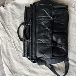 Black Leather Men travel bag IP Collection A-102