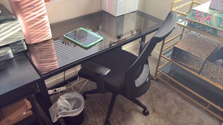 Living spaces black glass desk