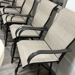 Bar Height Outdoor Patio Swivel Chairs. 