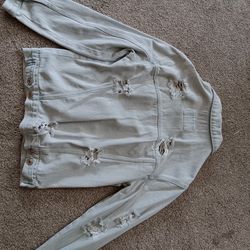 Forever 21  Ripped Button Up Jean Jacket 