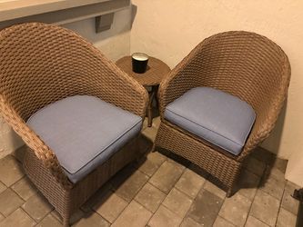 Wicker Patio Chair Set with Side Table