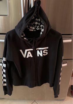 Vans Cropped Zip-Up Hoodie Black Checkered