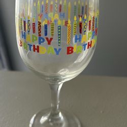 Happy Birthday wine glass