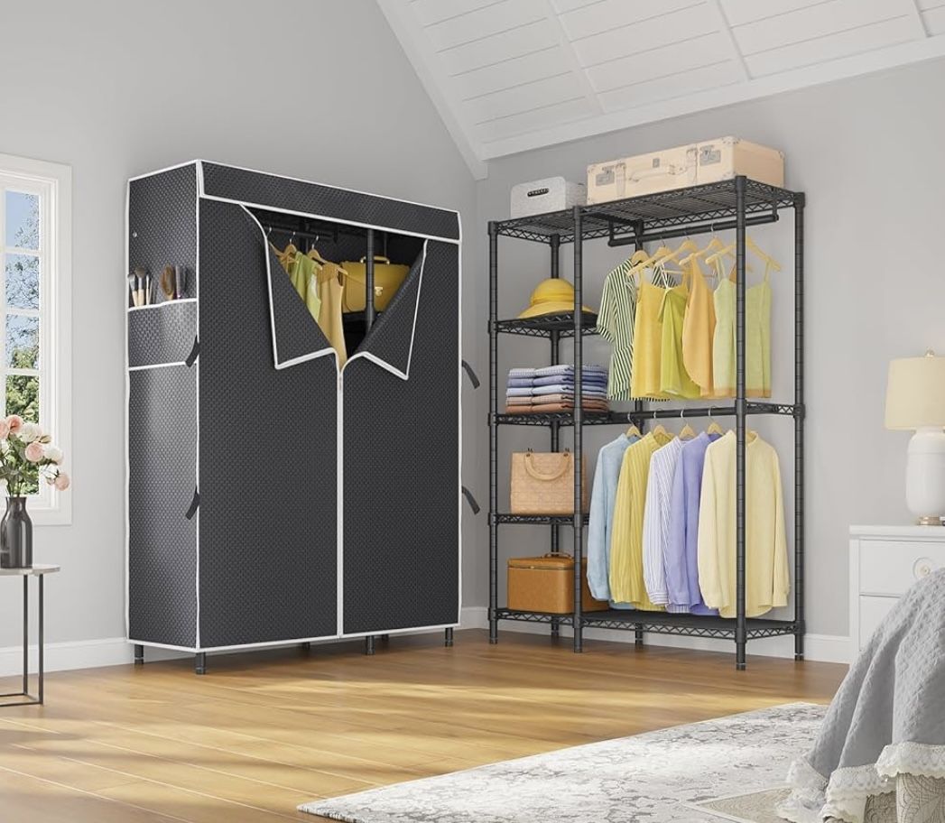 TWO Unused Heavy Duty Clothes Racks with Shelves