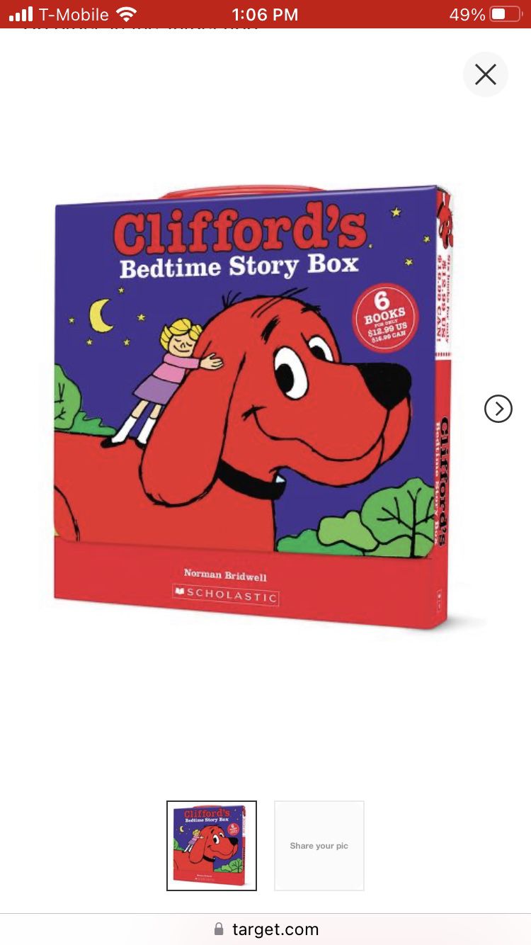 6 NEW Clifford The Big Red Dog Bedtime Story Box Set Storybook Story Books