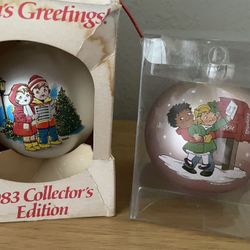 Adorable Campbells Soup Kids 2014 & 1984 Christmas Ornaments.