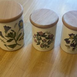 3 Vintage Portmeirion Canisters - Made in Britain 