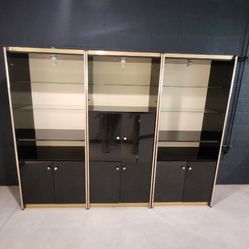 3x Black & Gold Shelf Shelves