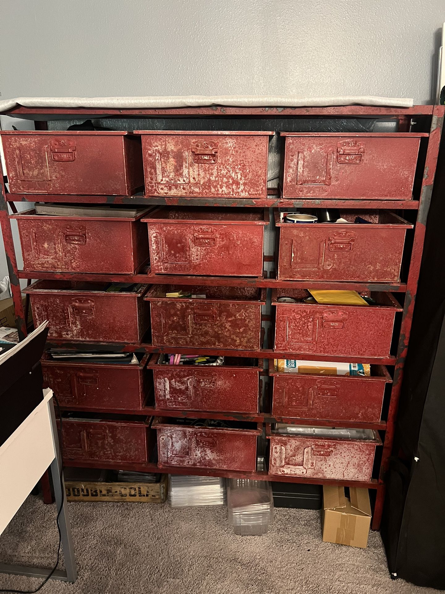 Pier 1 Storage Shelf Cabinet Red Drawers chest