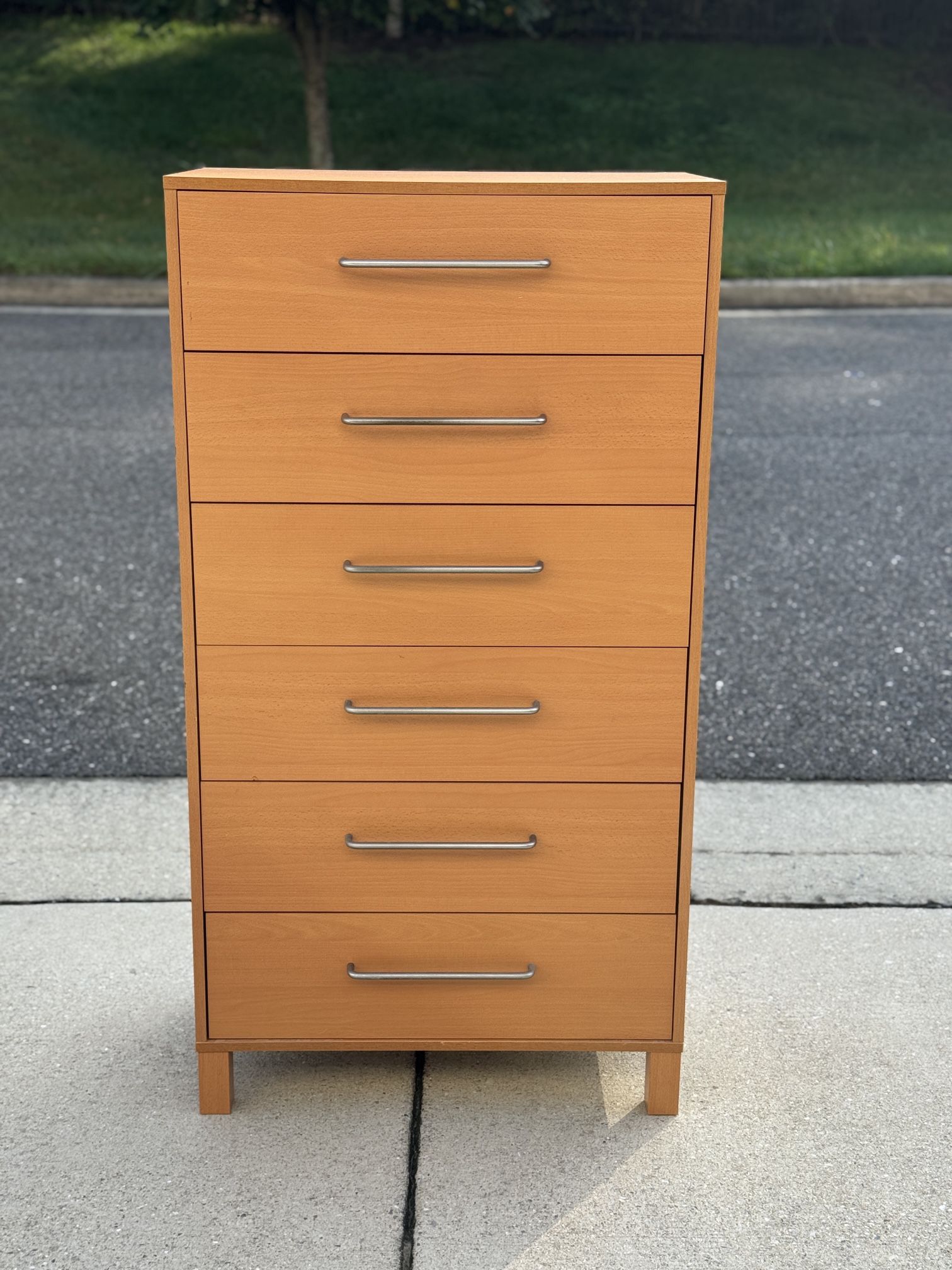 6-Drawer Tall Dresser – Light Wood Finish