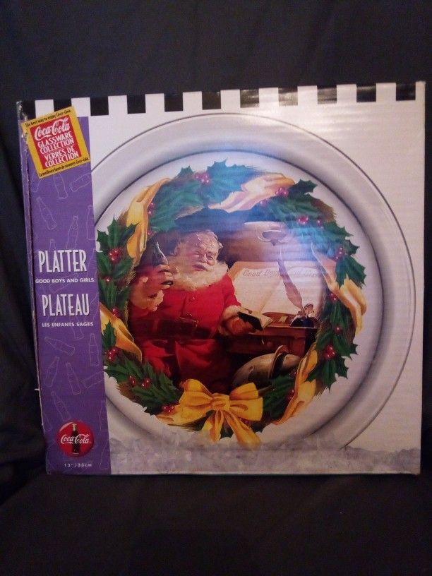 Vintage Coca Cola Christmas Santa Platter