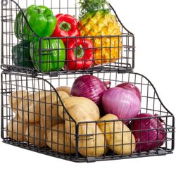 All New Stackable Basket 2 Tiers Wall Mounted 