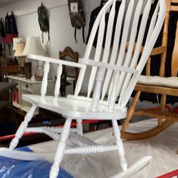 Solid Wood Rocking Chair White Color