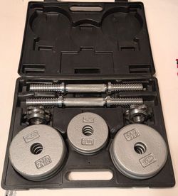 30lb Adjustable Chrome Dumbbell Set with Carrying Case.
