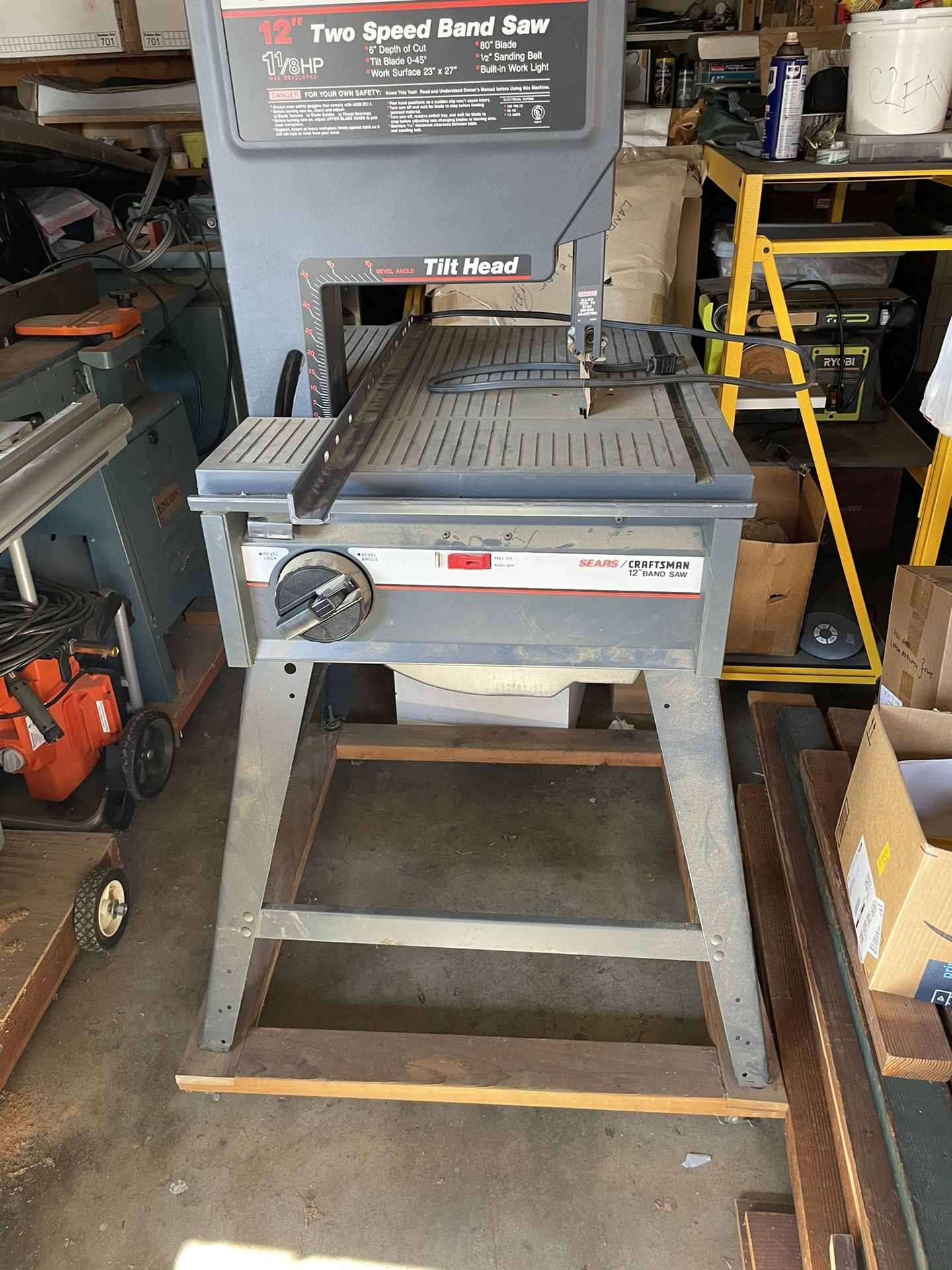 12” 2 Speed Band Saw With Tilt Base.