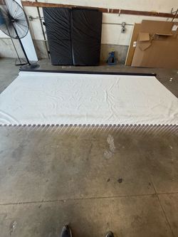 Large White RV Awning Fabric with Rail